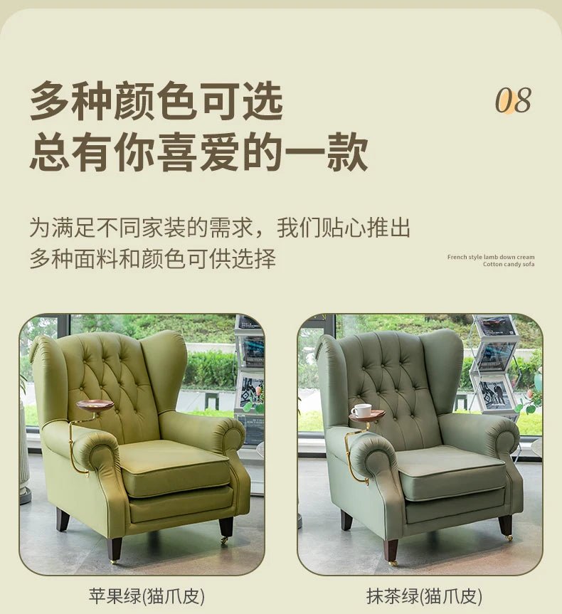 American single sofa light luxury high - end tiger designer retro study hotel genuine leather godfather cigar chair - PatioLix