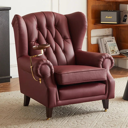 American single sofa light luxury high - end tiger designer retro study hotel genuine leather godfather cigar chair - PatioLix