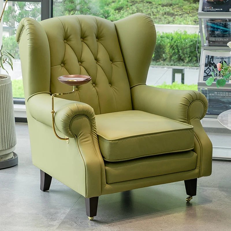 American single sofa light luxury high - end tiger designer retro study hotel genuine leather godfather cigar chair - PatioLix