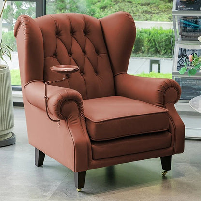 American single sofa light luxury high - end tiger designer retro study hotel genuine leather godfather cigar chair - PatioLix