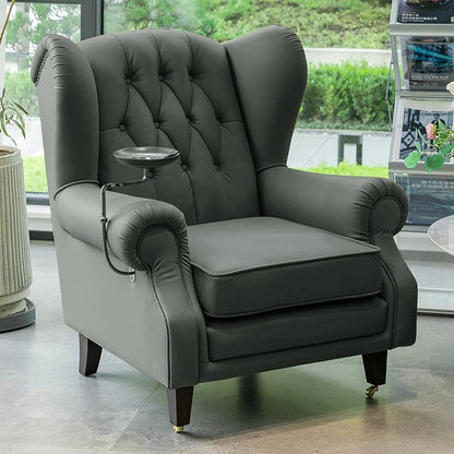 American single sofa light luxury high - end tiger designer retro study hotel genuine leather godfather cigar chair - PatioLix