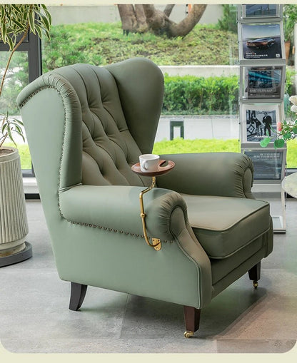 American single sofa light luxury high - end tiger designer retro study hotel genuine leather godfather cigar chair - PatioLix