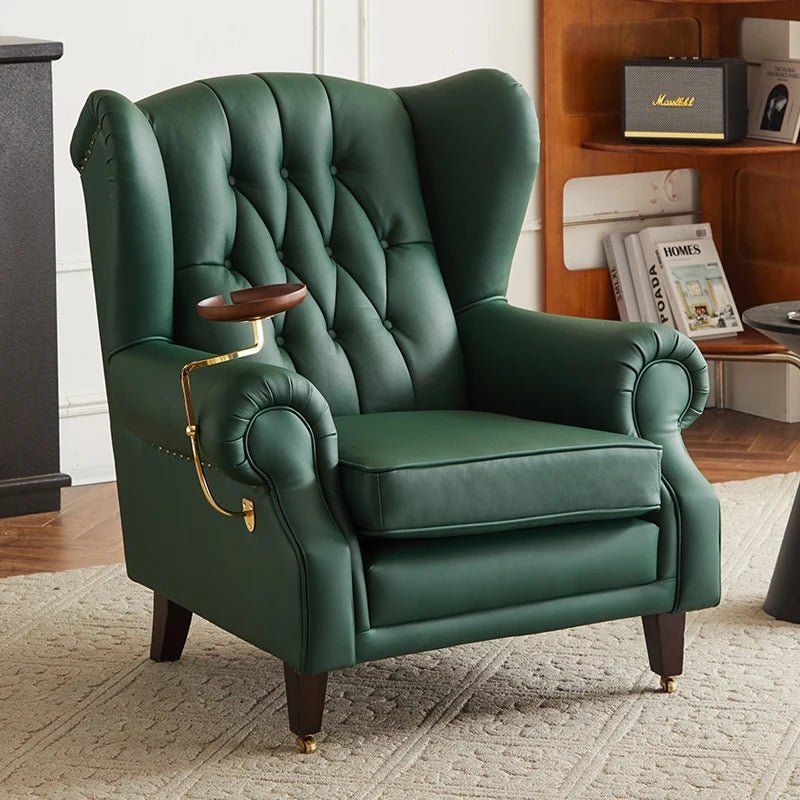 American single sofa light luxury high - end tiger designer retro study hotel genuine leather godfather cigar chair - PatioLix