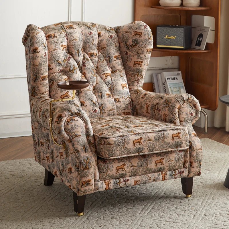 American single sofa light luxury high - end tiger designer retro study hotel genuine leather godfather cigar chair - PatioLix