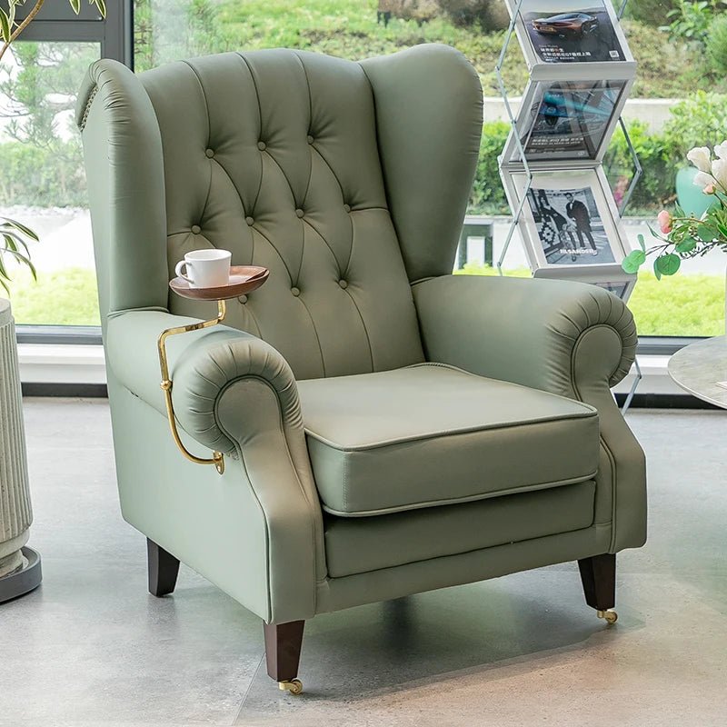 American single sofa light luxury high - end tiger designer retro study hotel genuine leather godfather cigar chair - PatioLix