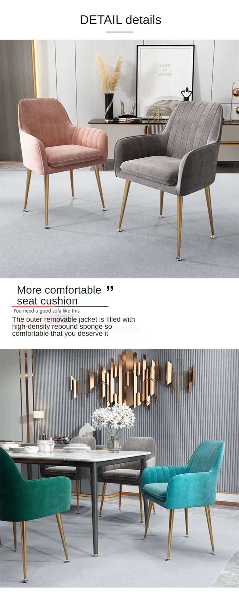Armchairs Living Room Furniture Sofa Chair Nordic Modern Simplicity Dressing Chair Plush Light Luxury Bedroom Lounge Chairs - PatioLix