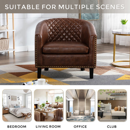 Barrel Chairs with Soft Padded Armrest, Club Chairs with nailheads and solid wood legs for Living Room Bedroom Waiting Room