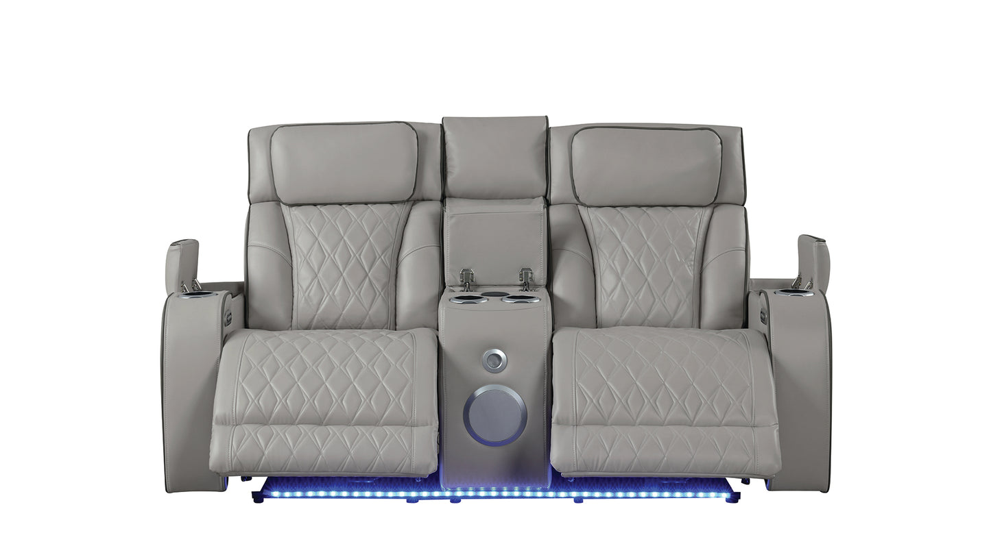 Modern Style Upholstery Recliner 3PC Living Room Set, Wood Frame, Massage Function Included, Gray Color, NJ Inventory