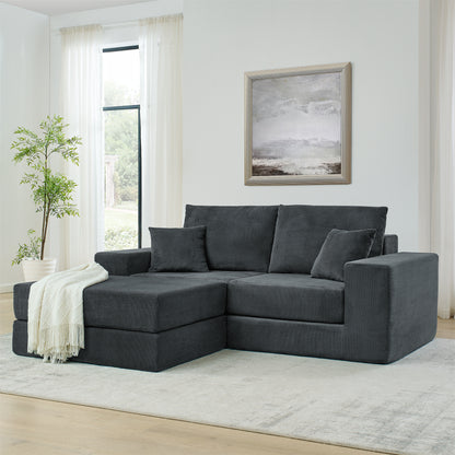 Modern Modular Cloud Sectional Sofa, L-Shaped Sleeper Couch with Removable Ottoman and Pillows for Living Room, Apartment,