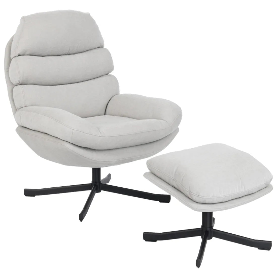 Chenille Accent Chair with Ottoman – Modern Lounge Chair, Cream White, 78x93x100cm - PatioLix