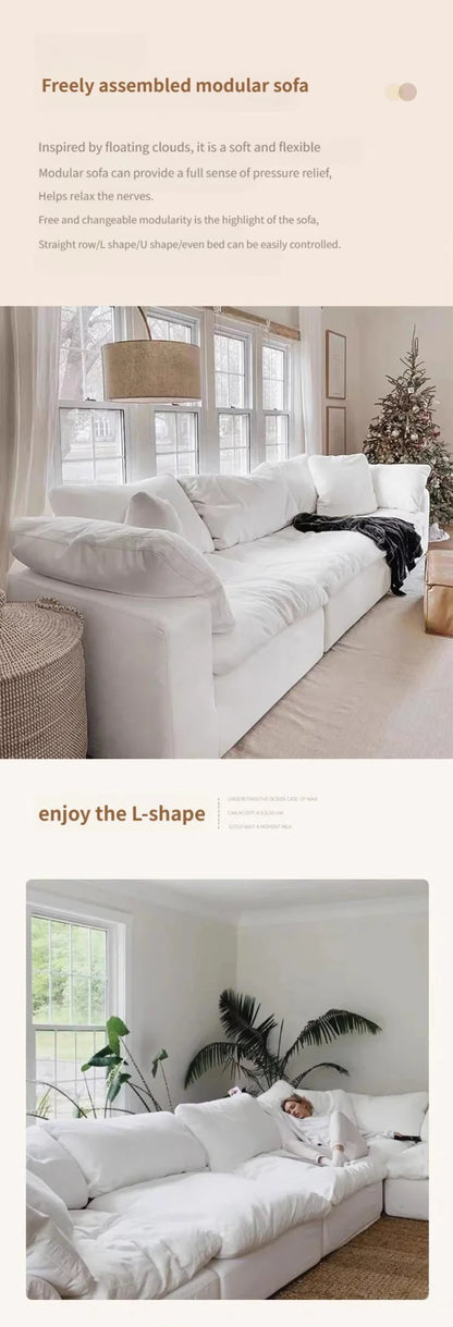 Cloud Depth Sofa with Down - filled Cushions, White Goose Down Filling, Removable and Dry Cleanable, Suitable for Living Room. - PatioLix