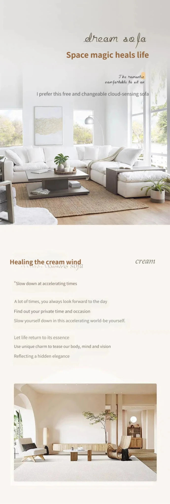 Cloud Depth Sofa with Down - filled Cushions, White Goose Down Filling, Removable and Dry Cleanable, Suitable for Living Room. - PatioLix