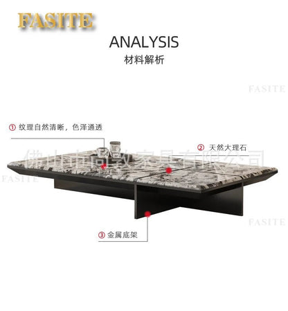 Creativity Rectangle modern simple living room home villa Italian light luxury high - end luxury stone coffee table - PatioLix
