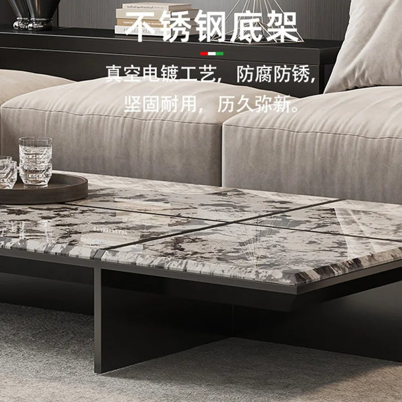 Creativity Rectangle modern simple living room home villa Italian light luxury high - end luxury stone coffee table - PatioLix