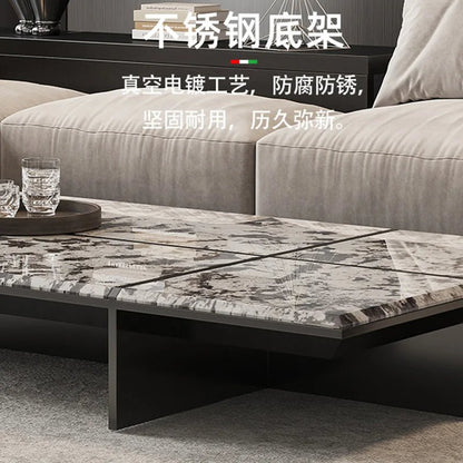 Creativity Rectangle modern simple living room home villa Italian light luxury high - end luxury stone coffee table - PatioLix