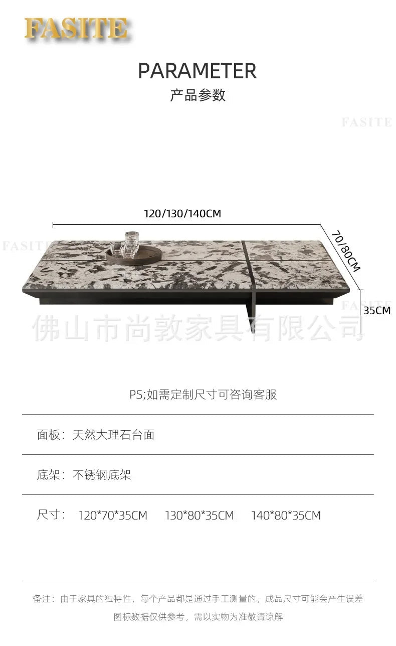 Creativity Rectangle modern simple living room home villa Italian light luxury high - end luxury stone coffee table - PatioLix