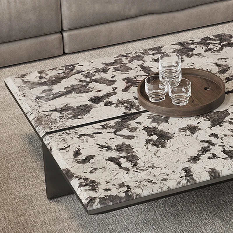 Creativity Rectangle modern simple living room home villa Italian light luxury high - end luxury stone coffee table - PatioLix