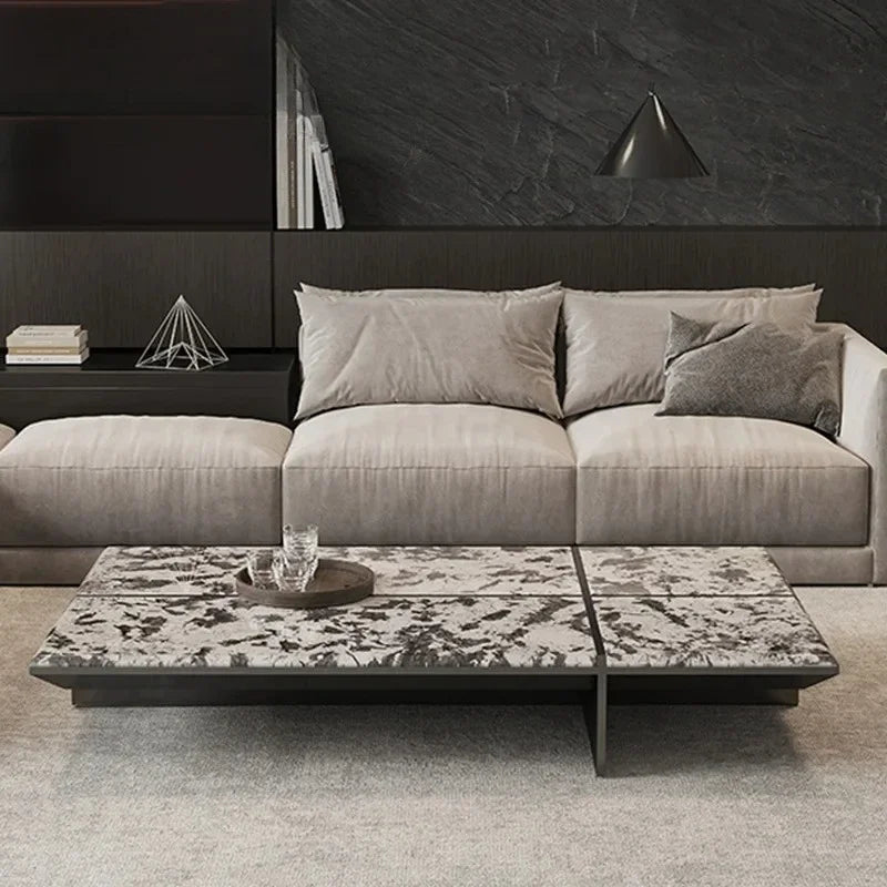 Creativity Rectangle modern simple living room home villa Italian light luxury high - end luxury stone coffee table - PatioLix