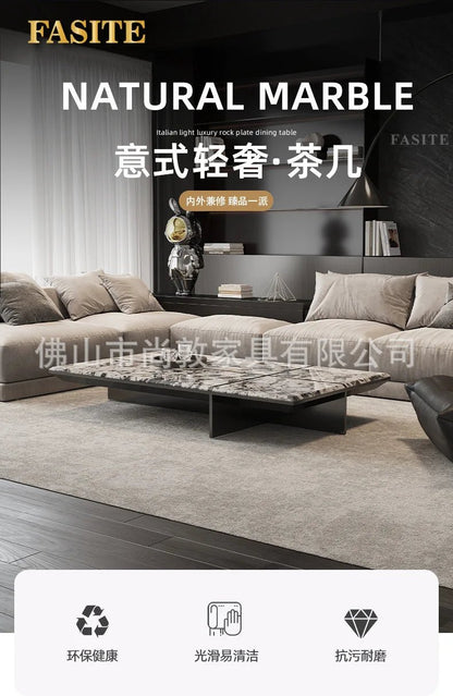 Creativity Rectangle modern simple living room home villa Italian light luxury high - end luxury stone coffee table - PatioLix