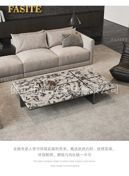 Creativity Rectangle modern simple living room home villa Italian light luxury high - end luxury stone coffee table - PatioLix