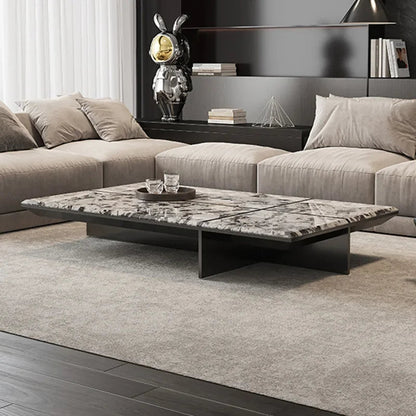 Creativity Rectangle modern simple living room home villa Italian light luxury high - end luxury stone coffee table - PatioLix