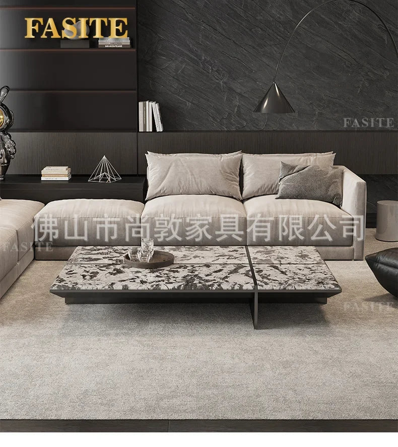 Creativity Rectangle modern simple living room home villa Italian light luxury high - end luxury stone coffee table - PatioLix