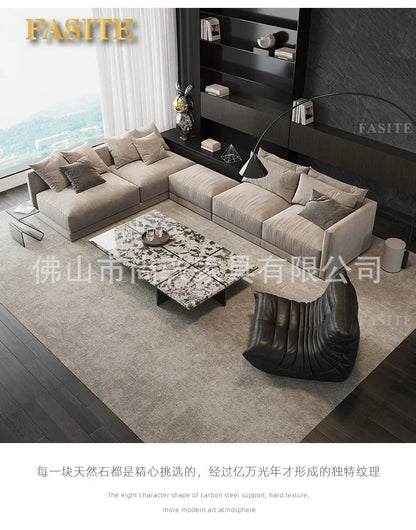 Creativity Rectangle modern simple living room home villa Italian light luxury high - end luxury stone coffee table - PatioLix