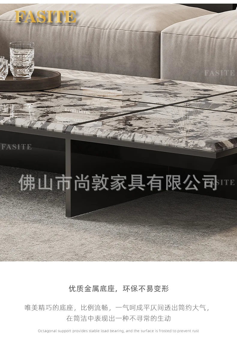 Creativity Rectangle modern simple living room home villa Italian light luxury high - end luxury stone coffee table - PatioLix