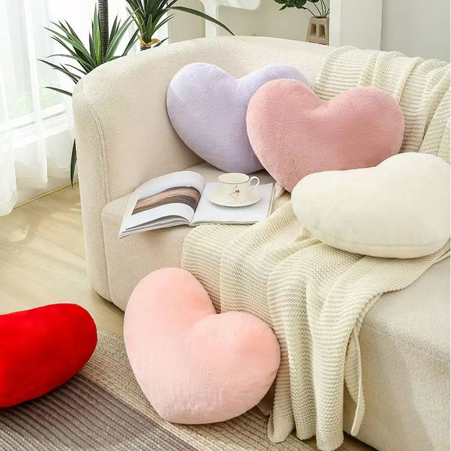 Cute Heart Shaped Pillow Soft Plush Throw Pillows Living Room Decor Valentines Day Wedding Gifts Love Pillow Heart Sofa Cushion - PatioLix