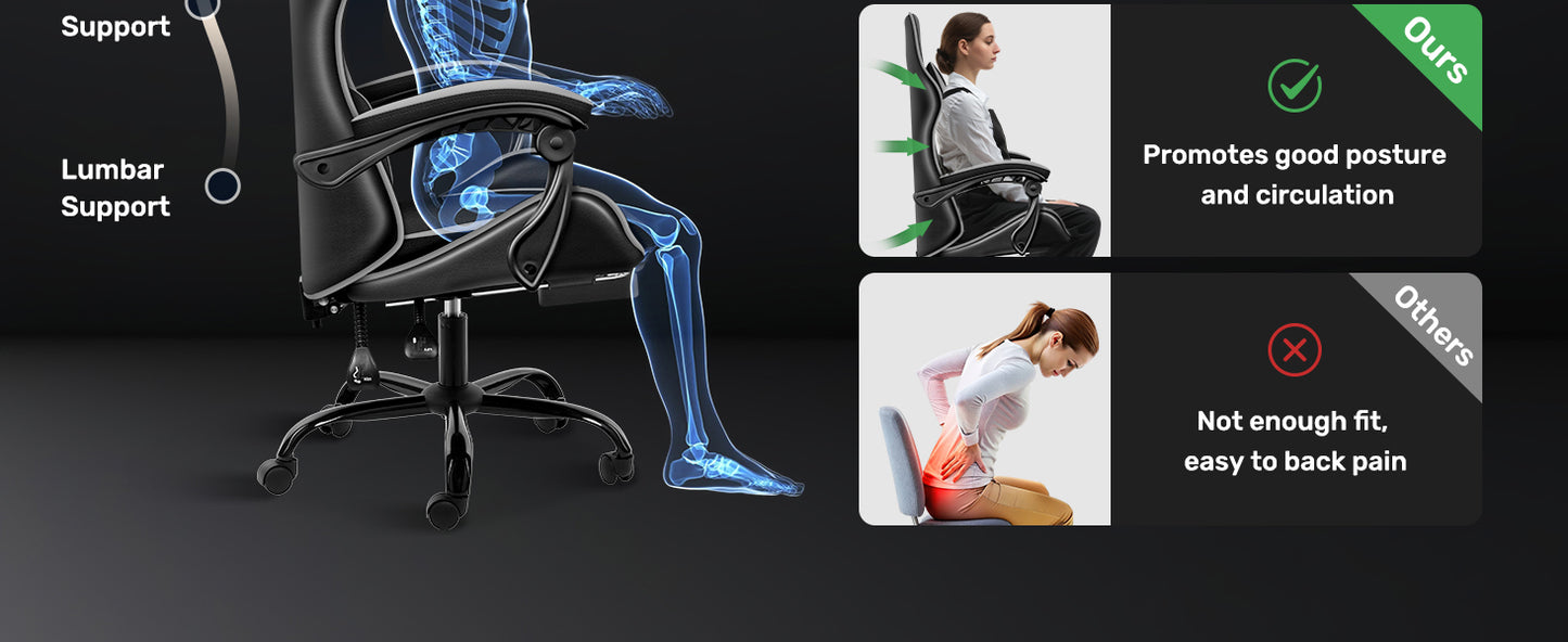 Racing Style Gaming Chair Swivel Recliner Adjustable Height Ergonomic Office Computer Chair Red Black