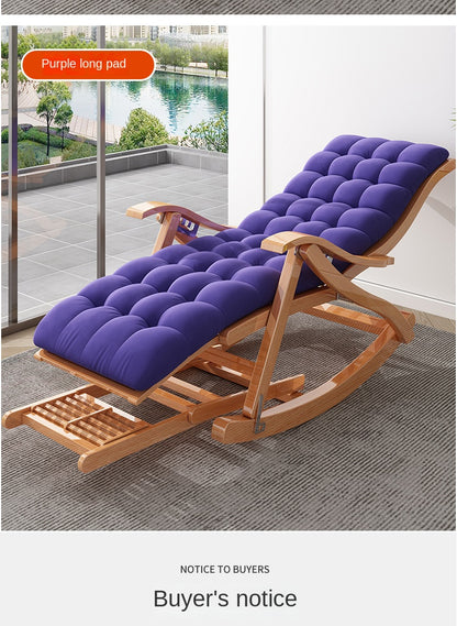 UVR Adult Recliner Folding Rocking Chair Living Room Armchair Bed Office Lunch Break Nap Backrest Stool Bamboo Chaise Longue