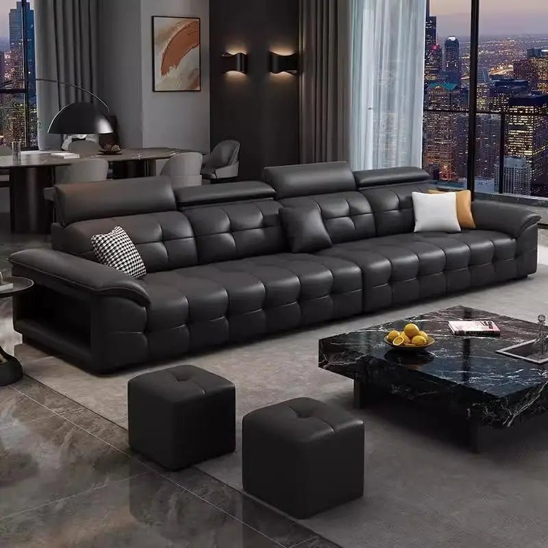 Dareko Design Modern Style Leather Sofa Modern Minimalist Large Unit Living Room Large Flat Floor - PatioLix