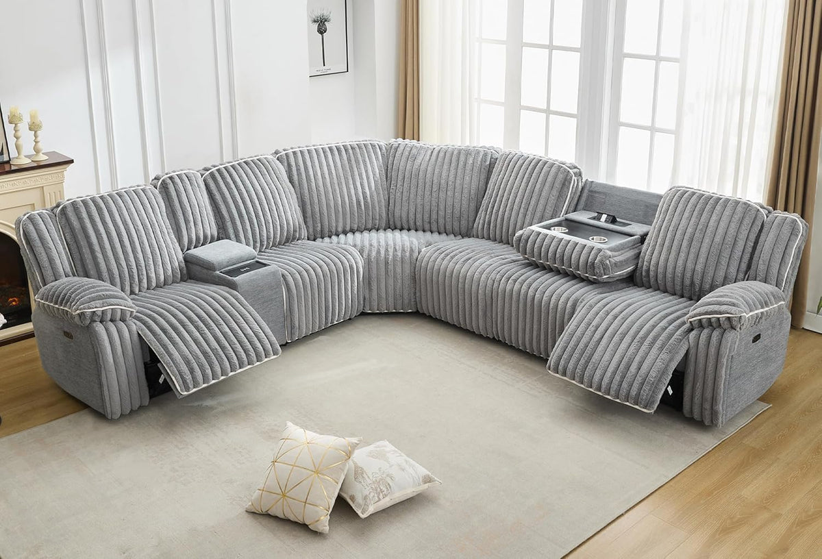 Grey Power Reclining Sectional Sofa Couch - Ultimate Comfort and Style for Your Living Room