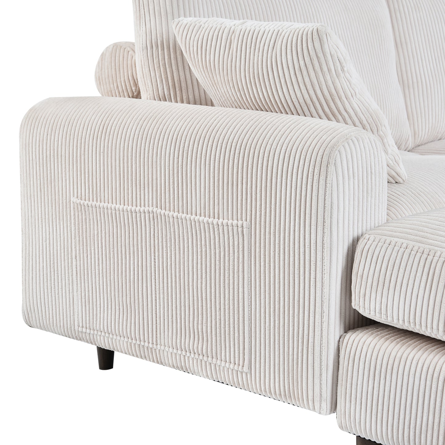 U-Shaped Convertible Modern Corduroy Sectional Sofa Set with Pillows and Footstool, 6-Seat Oversized Sofa for Living Room,