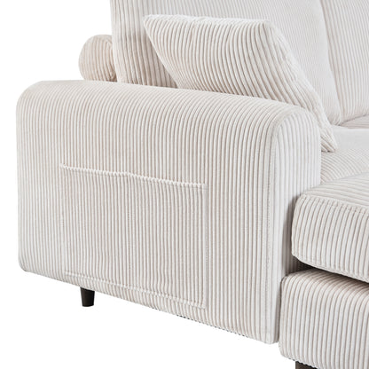 U-Shaped Convertible Modern Corduroy Sectional Sofa Set with Pillows and Footstool, 6-Seat Oversized Sofa for Living Room,