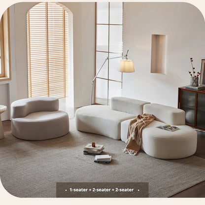 Fabric Sofa, Cashew Shape Compression Couch with High - Resilience Foam, Velvet Upholstery, Non - Deformation, Roll - Pack Design - PatioLix