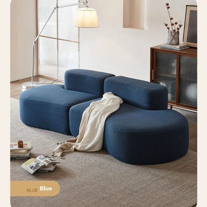 Fabric Sofa, Cashew Shape Compression Couch with High - Resilience Foam, Velvet Upholstery, Non - Deformation, Roll - Pack Design - PatioLix