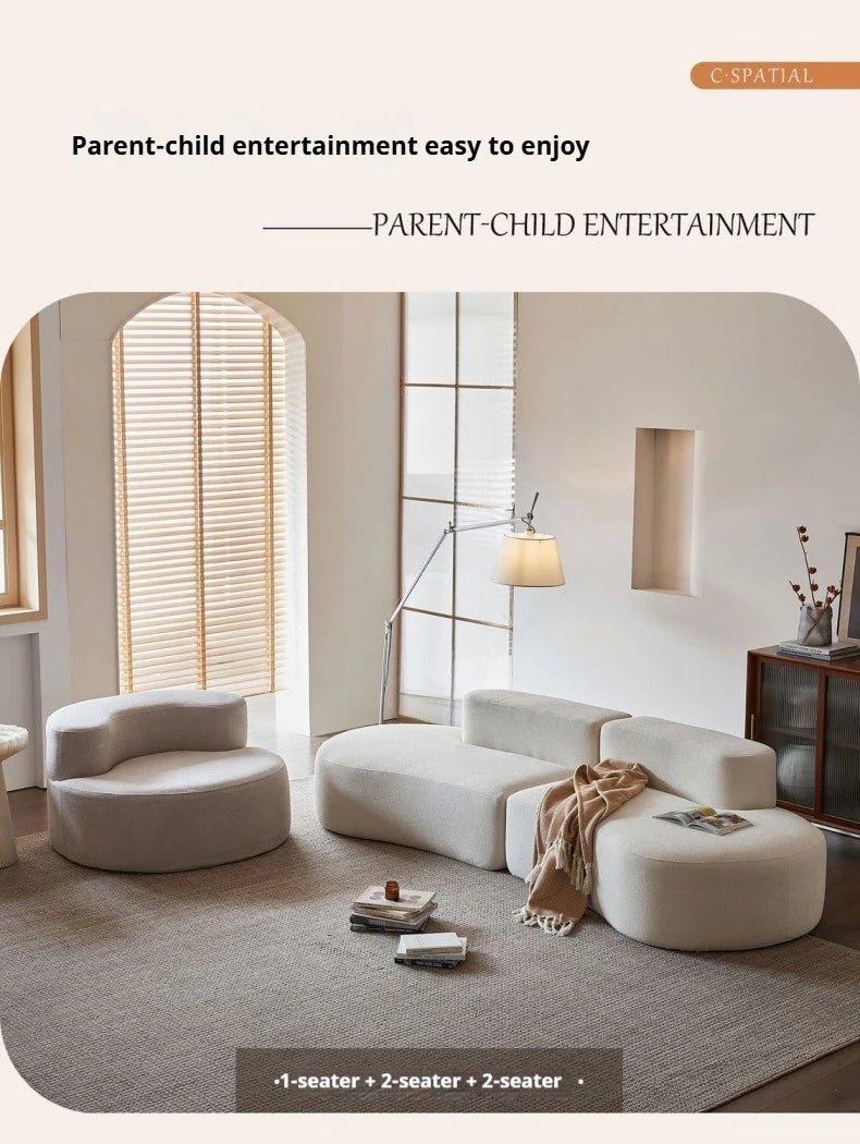 Fabric Sofa, Cashew Shape Compression Couch with High - Resilience Foam, Velvet Upholstery, Non - Deformation, Roll - Pack Design - PatioLix