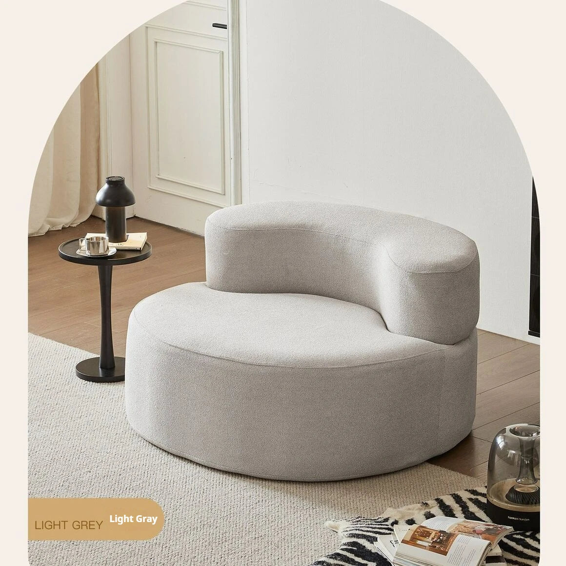 Fabric Sofa, Cashew Shape Compression Couch with High - Resilience Foam, Velvet Upholstery, Non - Deformation, Roll - Pack Design - PatioLix