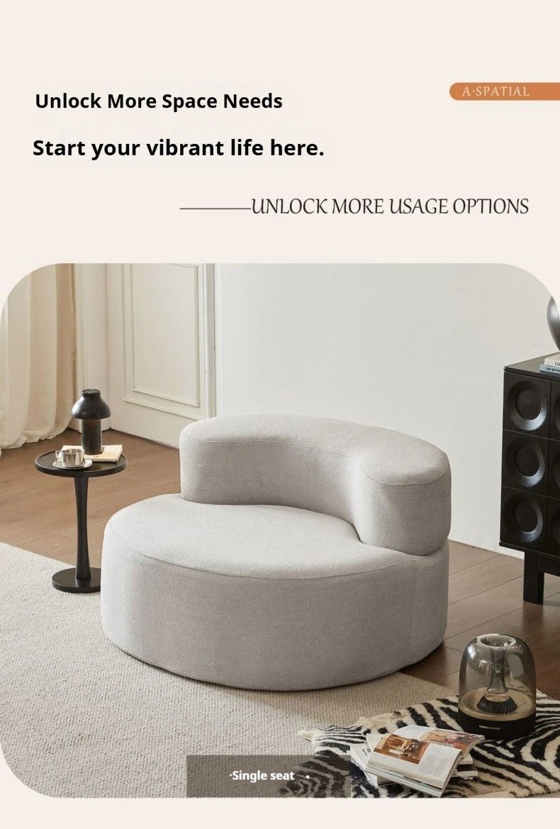 Fabric Sofa, Cashew Shape Compression Couch with High - Resilience Foam, Velvet Upholstery, Non - Deformation, Roll - Pack Design - PatioLix