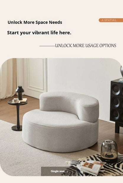 Fabric Sofa, Cashew Shape Compression Couch with High - Resilience Foam, Velvet Upholstery, Non - Deformation, Roll - Pack Design - PatioLix