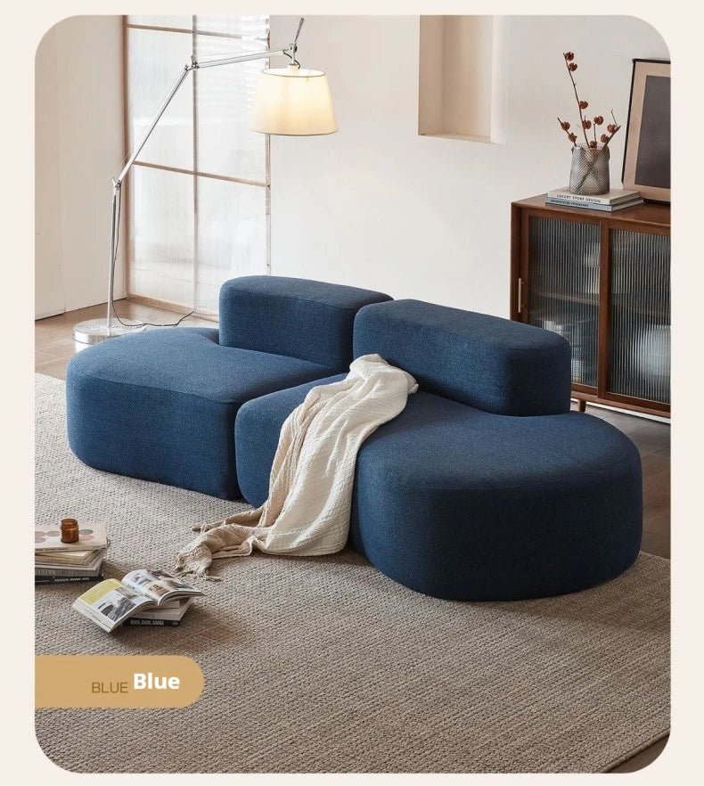 Fabric Sofa, Cashew Shape Compression Couch with High - Resilience Foam, Velvet Upholstery, Non - Deformation, Roll - Pack Design - PatioLix