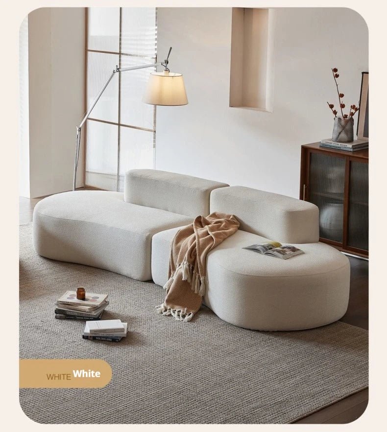 Fabric Sofa, Cashew Shape Compression Couch with High - Resilience Foam, Velvet Upholstery, Non - Deformation, Roll - Pack Design - PatioLix