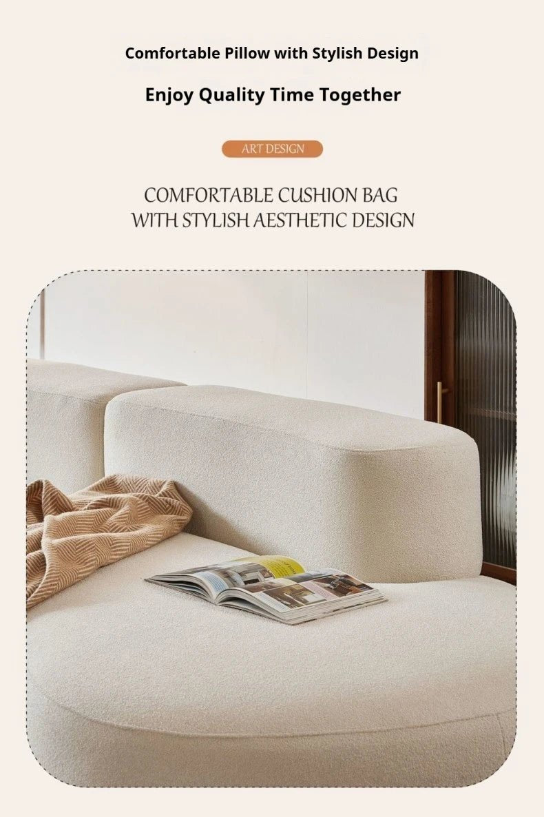 Fabric Sofa, Cashew Shape Compression Couch with High - Resilience Foam, Velvet Upholstery, Non - Deformation, Roll - Pack Design - PatioLix