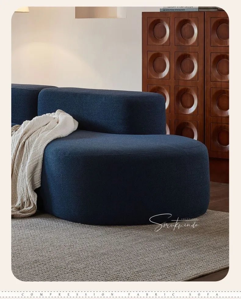 Fabric Sofa, Cashew Shape Compression Couch with High - Resilience Foam, Velvet Upholstery, Non - Deformation, Roll - Pack Design - PatioLix