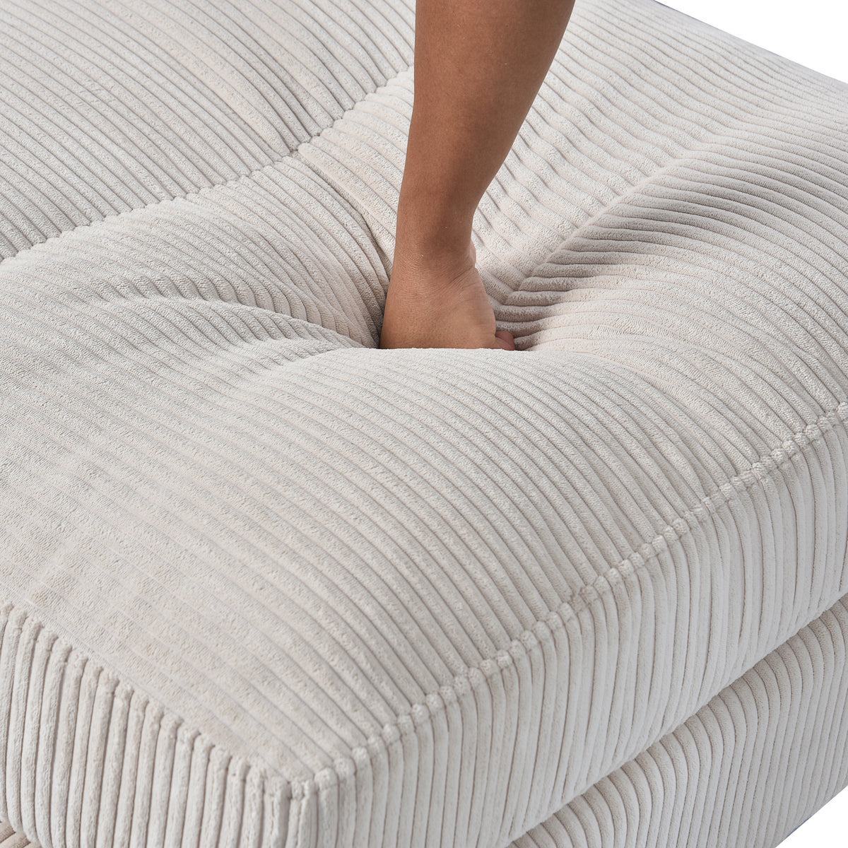 U-Shaped Convertible Modern Corduroy Sectional Sofa Set with Pillows and Footstool, 6-Seat Oversized Sofa for Living Room,