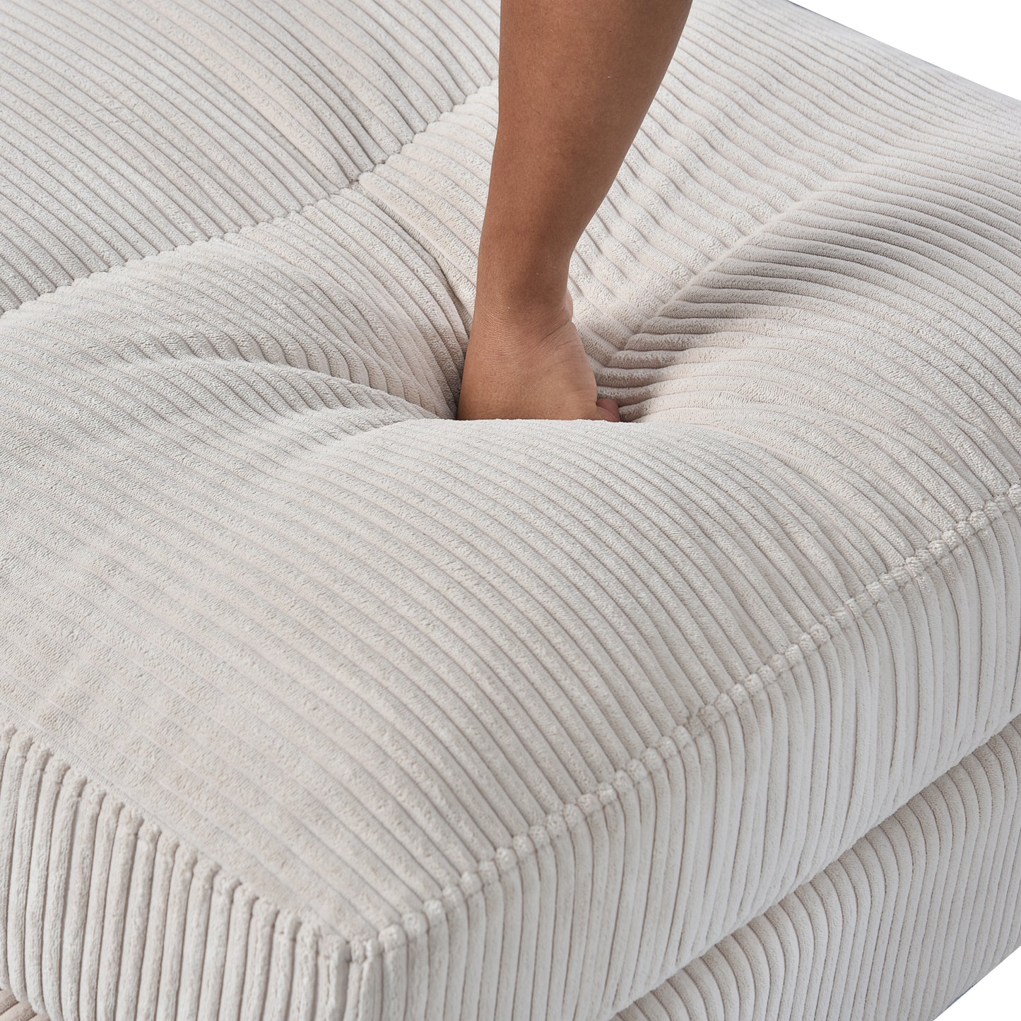 U-Shaped Convertible Modern Corduroy Sectional Sofa Set with Pillows and Footstool, 6-Seat Oversized Sofa for Living Room,