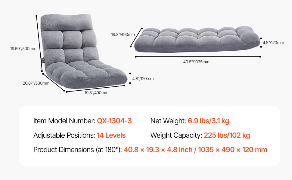 SucceBuy Floor Chair Recycled Foam Folding Sofa Chair Multifunctional Floor Chair with Back Support Ideal for Sleeping Reading