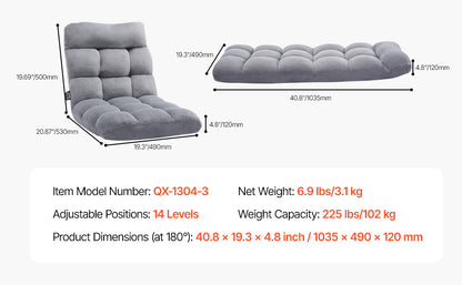 SucceBuy Floor Chair Recycled Foam Folding Sofa Chair Multifunctional Floor Chair with Back Support Ideal for Sleeping Reading