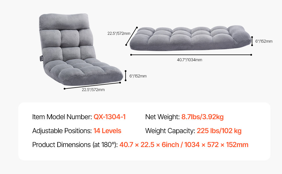 SucceBuy Floor Chair Recycled Foam Folding Sofa Chair Multifunctional Floor Chair with Back Support Ideal for Sleeping Reading